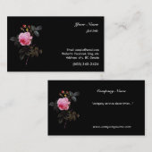 ピンクのバラの花と芽 名刺 (正面/裏面)