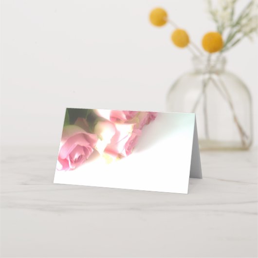 ピンクのバラの花のカスタムウェディングテーブル座席表 プレイスカード (裏面)