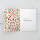 ピンクのバラの花のカップケーキの誕生日 カード (内部)