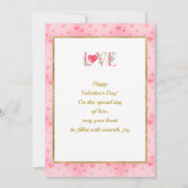 ピンクのバラの花のハート　バレンタインデーの贈り物 カード (裏面)