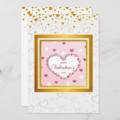 ピンクのバラの花のハート　バレンタインデーの贈り物 シーズンカード (正面/裏面)