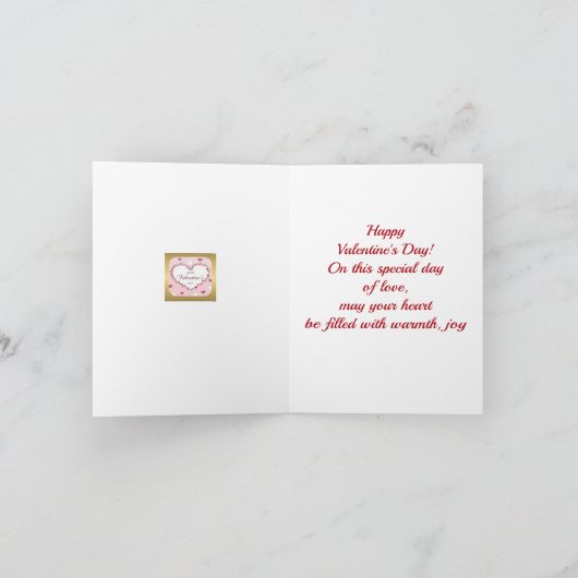 ピンクのバラの花のハート バレンタインデーの贈り物 招待状 (内部)