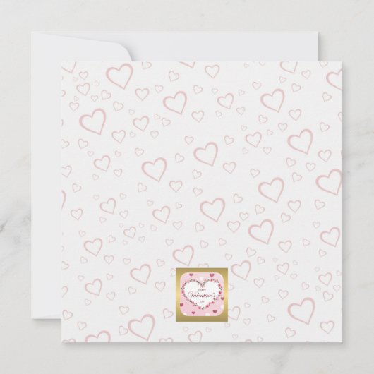 ピンクのバラの花のハート　バレンタインデーの贈り物 招待状 (裏面)