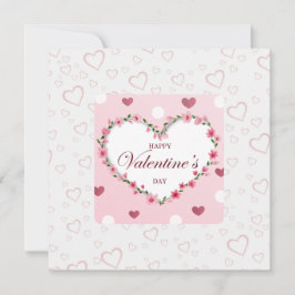 ピンクのバラの花のハート　バレンタインデーの贈り物 招待状