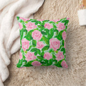 ピンクのバラの花のパターン クッション (ブランケット)