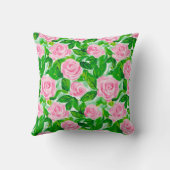 ピンクのバラの花のパターン クッション (裏面)