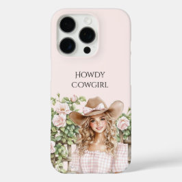 ピンクのバラの花のフェンスカウガール iPhone 16 PROケース