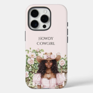 ピンクのバラの花のフェンスカウガール iPhone 16 PROケース