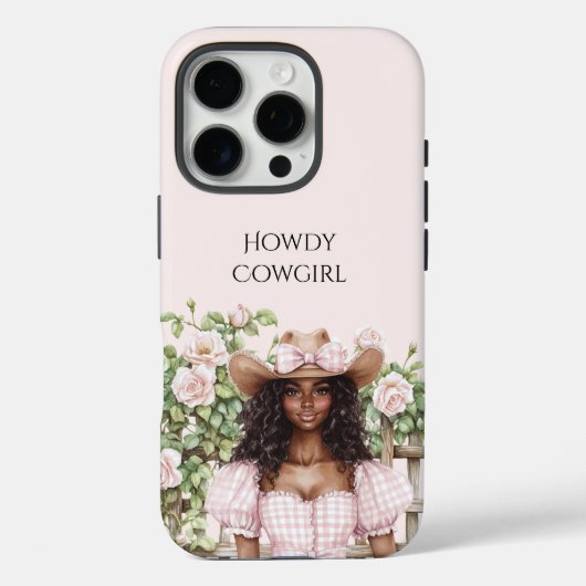 ピンクのバラの花のフェンスカウガール Case-Mate iPhoneケース (裏面)