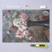 ピンクのバラの花のフランスのスクリプト花瓶の切り離し 薄葉紙 (クラフト)