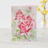 ピンクのバラの花のフローラバラカードカスタマイズ カード (黄色い花)