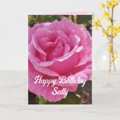 ピンクのバラの花のフローラバラカードカスタマイズ カード (黄色い花)