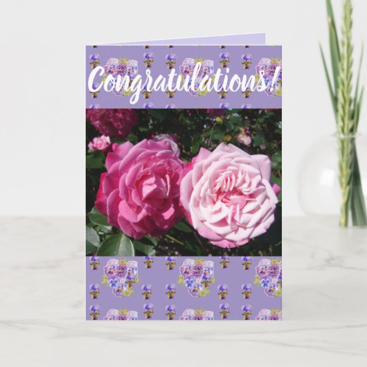 ピンクのバラの花のフローラ規制アートカード カード (正面)