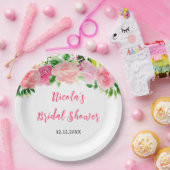 ピンクのバラの花のブライズシャワー ペーパープレート (パーティー)