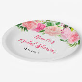 ピンクのバラの花のブライズシャワー ペーパープレート (アングル)