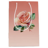 ピンクのバラの花のブライズシャワー ミディアムペーパーバッグ (正面)