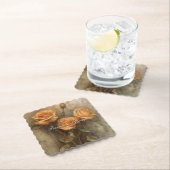 ピンクのバラの花のブライダルシャワー ウェディング ペーパーコースター (インサイチュ)