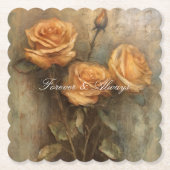 ピンクのバラの花のブライダルシャワー ウェディング ペーパーコースター (正面)