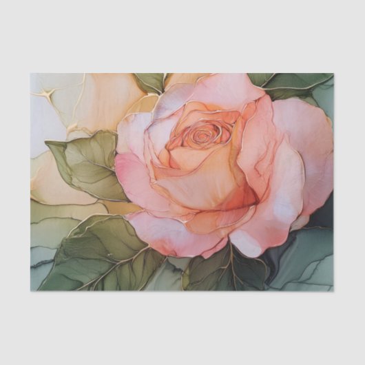 ピンクのバラの花のブライダルシャワー 薄葉紙 (正面)