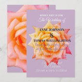 ピンクのバラの花のブーケ ウェディング 招待状 (正面/裏面)