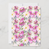 ピンクのバラの花のベビーシャワー 招待状 (裏面)