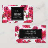ピンクのバラの花のモダンなコンサルタントの名刺 名刺 (正面/裏面)