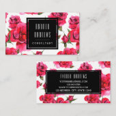 ピンクのバラの花のモダンなコンサルタントの名刺 名刺 (正面/裏面)
