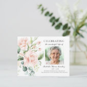 ピンクのバラの花のライフセレブレーション写真 ポストカード (スタンド正面)