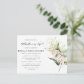 ピンクのバラの花のライフセレブレーション招待状 ポストカード (スタンド正面)