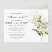 ピンクのバラの花のライフセレブレーション招待状 ポストカード (正面)