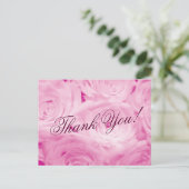 ピンクのバラの花の付いたウェディングポストカードをありがとう ポストカード (スタンド正面)