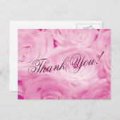 ピンクのバラの花の付いたウェディングポストカードをありがとう ポストカード (正面/裏面)
