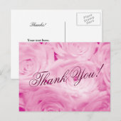 ピンクのバラの花の付いた結婚式のハガキをありがとう ポストカード (正面/裏面)