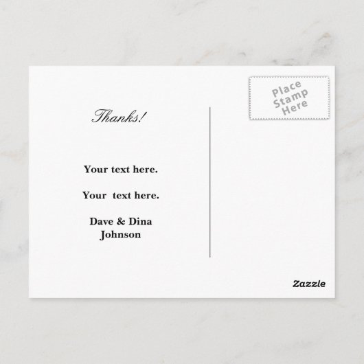 ピンクのバラの花の付いた結婚式の感謝はがき ポストカード (裏面)