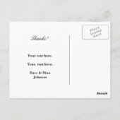 ピンクのバラの花の付いた結婚式の感謝ハガキ ポストカード (裏面)