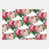 ピンクのバラの花の光沢のある色合い ラッピングペーパーシート (正面)