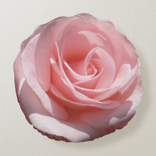 ピンクのバラの花の円形の枕 ラウンドクッション (裏面)