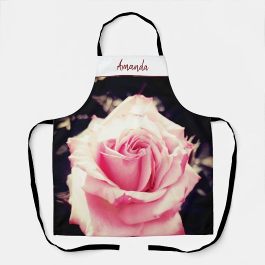 ピンクのバラの花の写真おばあちゃん最高ののスクリプト エプロン (正面)