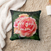 ピンクのバラの花の写真愛ママのスクリプト クッション (ブランケット)