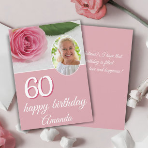 ピンクのバラの花の写真 フラワーデザイン 60歳の誕生日カード