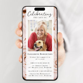 ピンクのバラの花の写真　葬儀　デジタル招待状 招待状