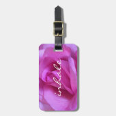 ピンクのバラの花の写真Inhaleスクリプト美 ラゲッジタグ (正面縦)