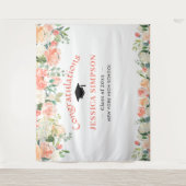 ピンクのバラの花の卒業写真背景 タペストリー (正面)