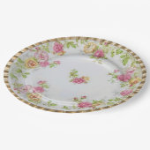 ピンクのバラの花の園遊会の紙皿 ペーパープレート (アングル)