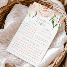 ピンクのバラの花の女の子のベビーシャワー予測ゲーム