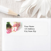 ピンクのバラの花の差出人住所ラベル ラベル (インサイチュ)