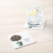 ピンクのバラの花の木のブライダルシャワー スクエアペーパーコースター (インサイチュ)