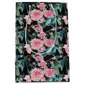 ピンクのバラの花の水の色絵を描のアートバラ ミディアムペーパーバッグ (正面)