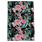 ピンクのバラの花の水の色絵を描のアートバラ ミディアムペーパーバッグ (裏面)