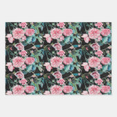 ピンクのバラの花の水の色絵を描のアートバラ ラッピングペーパーシート (正面3)